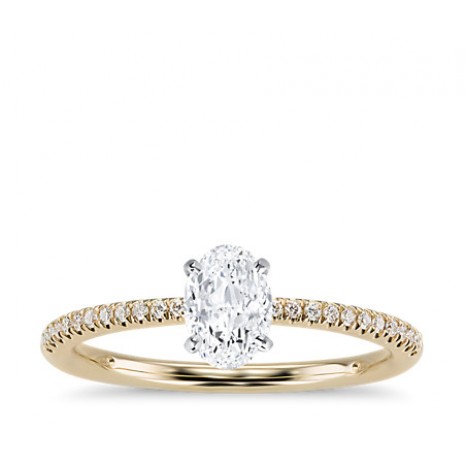 Oval Cut Pave Engagement Ring in 14K Yellow Gold